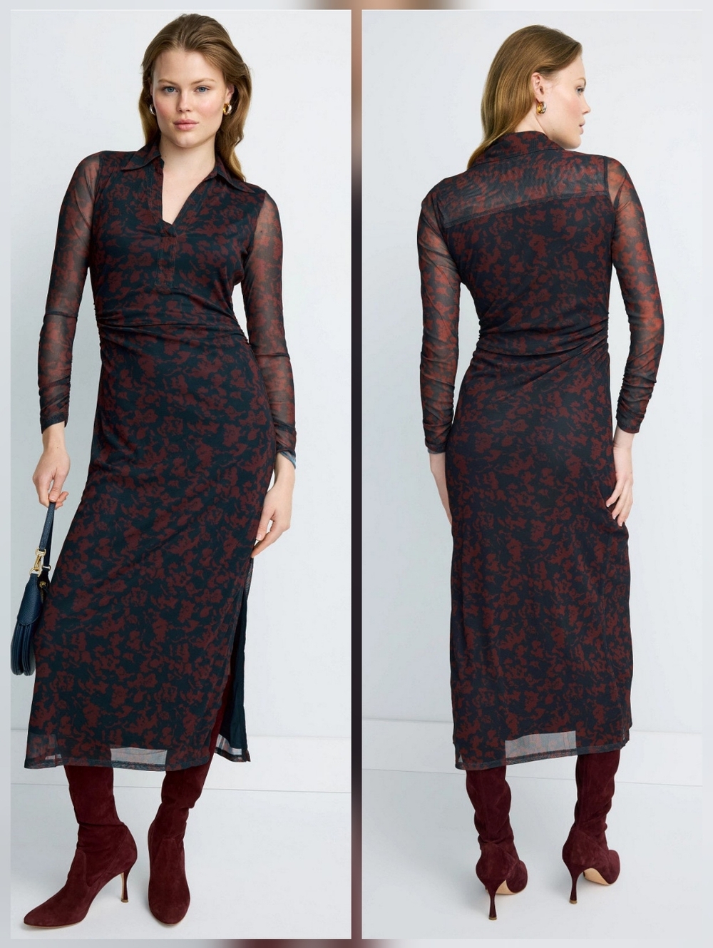 Madewell Chandra Maxi Dress V-Neck Long Sleeve Size M